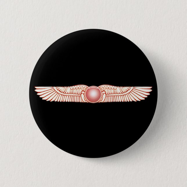 Macaron Rond 5 Cm Disque sumérien de Sun à ailes par Anunnaki (Devant)