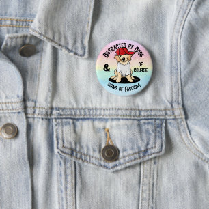 Macaron Rond 5 Cm Distrait par chien et bouton