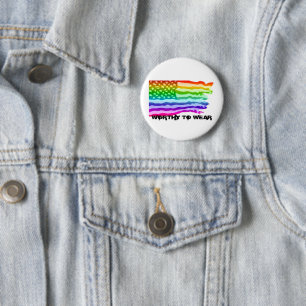 Macaron Rond 5 Cm Distressed US Drapeau Arc-en-ciel - À Porter