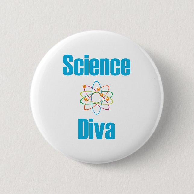 Macaron Rond 5 Cm Diva atomique de la Science (Devant)