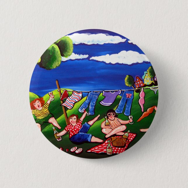 Macaron Rond 5 Cm Divas Laverie Jour Vin Fun Art folklorique (Devant)