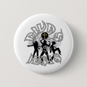 Macaron Rond 5 Cm Divas pour Jésus noir et blanc