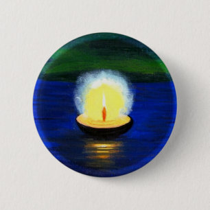 Macaron Rond 5 Cm Diwali Deepa peint flottant sur l'eau