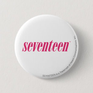 Macaron Rond 5 Cm Dix-sept Logo-Magenta