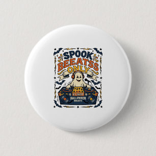 Macaron Rond 5 Cm DJ Ghost Spooky Beats Gravure Vintage Halloween 