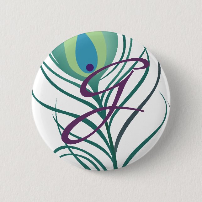 Macaron Rond 5 Cm do-it-yourself Elégante Plume De Peacock (Devant)