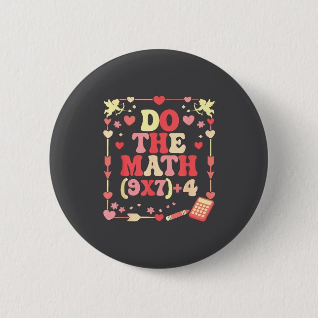 Macaron Rond 5 Cm Do The Math Equation Valentine's Day Math Teacher  (Devant)