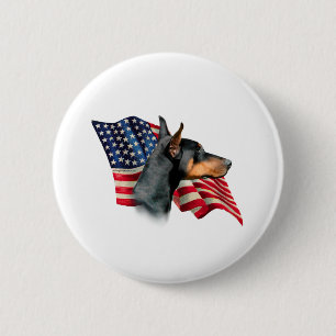 Macaron Rond 5 Cm Doberman Pinscher