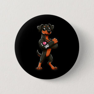 Macaron Rond 5 Cm Doberman Pinscher I Love Papa Funny Chien Tattoo _