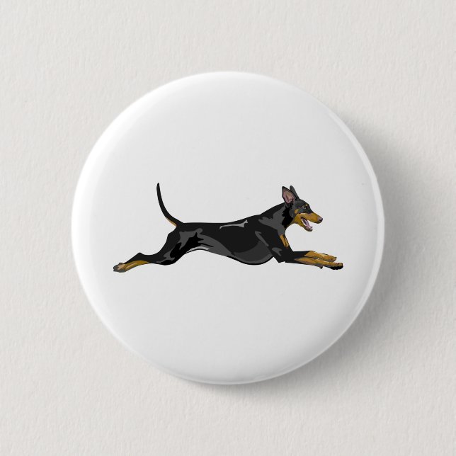 Macaron Rond 5 Cm Doberman tout naturel courant noir (Devant)