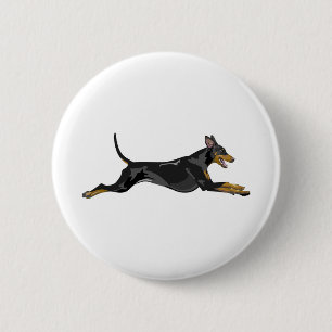 Macaron Rond 5 Cm Doberman tout naturel courant noir