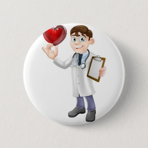 Macaron Rond 5 Cm Docteur de coeur de bande dessinée