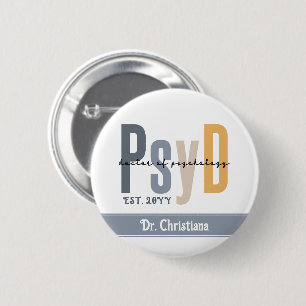 Macaron Rond 5 Cm Docteur en psychologie PsyD personnalisé