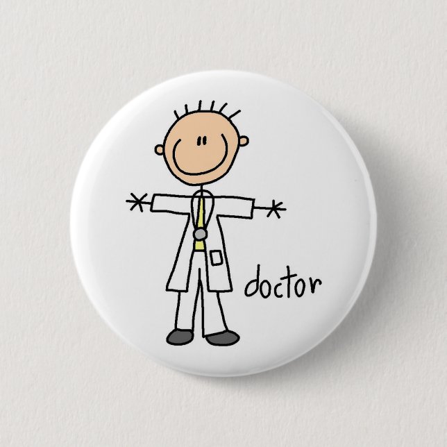 Macaron Rond 5 Cm Docteur Stick Figure (Devant)