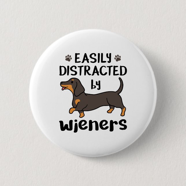 Macaron Rond 5 Cm Dog Easily Distracted by Wieners (Devant)