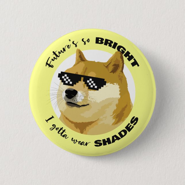 Macaron Rond 5 Cm Dogecoin Future Sunglasses Stock Crypto (Devant)