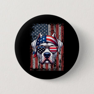 Macaron Rond 5 Cm Dogo argentin patriotique Amoureux des chiens US D