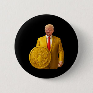 Macaron Rond 5 Cm Dôme Doré Trump Grande Carte Américaine Patriotiqu