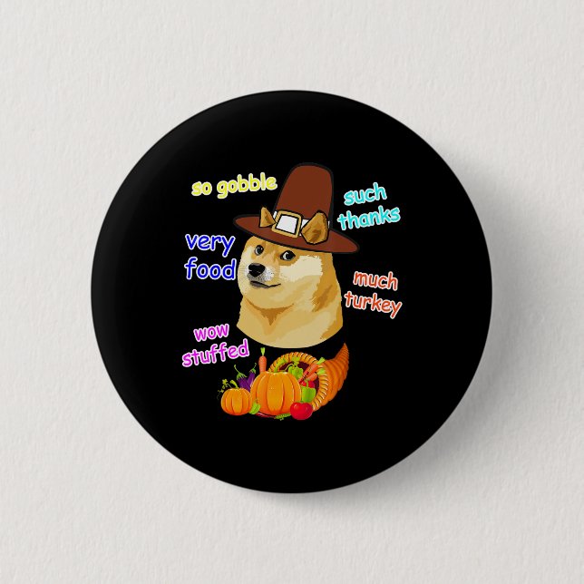 Macaron Rond 5 Cm domeme kids thanksgiving shiba inu doememe meme (Devant)