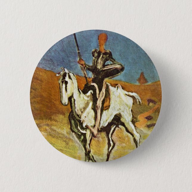 Macaron Rond 5 Cm Don don Quichotte et Sancho Panza par Daumier (Devant)