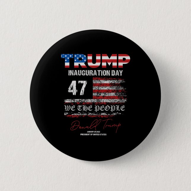 Macaron Rond 5 Cm Donald Trump 47e président 2025 Inauguration États (Devant)