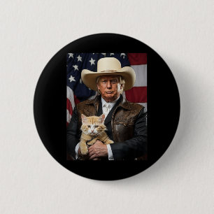 Macaron Rond 5 Cm Donald Trump Chemise de chat Cowboy Drapeau améric