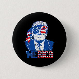 Macaron Rond 5 Cm Donald Trump Chemise Merica Trump Drapeau américai