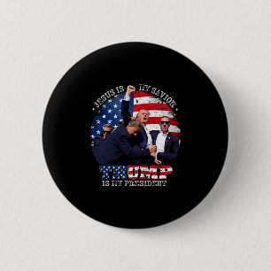 Macaron Rond 5 Cm Donald Trump Combat Jésus Est Mon Sauveur Trump Es