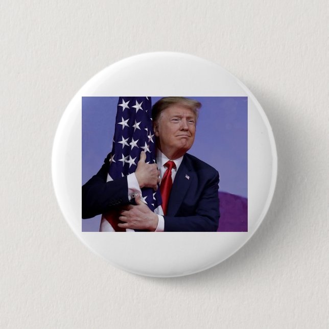 Macaron Rond 5 Cm Donald Trump et le drapeau américain (Devant)