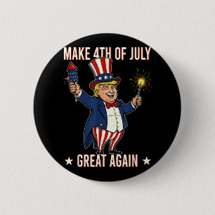 Macaron Rond 5 Cm Donald Trump Feu d'artifice Rendre 4 juillet grand