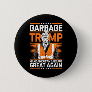 Macaron Rond 5 Cm Donald Trump Garbage Orange réflexe de sécurité