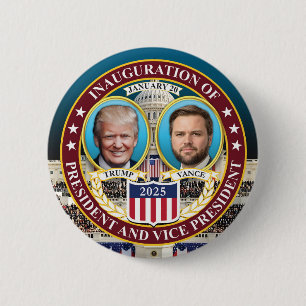 Macaron Rond 5 Cm Donald Trump J.D. Vance Inauguration le 20 janvier