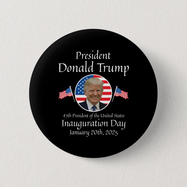 Macaron Rond 5 Cm Donald Trump Jour de l'investiture 2025 47e présid (Devant)