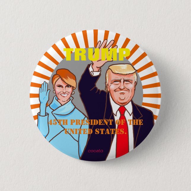 Macaron Rond 5 Cm Donald Trump & Melania.President of the U.S.A. (Devant)