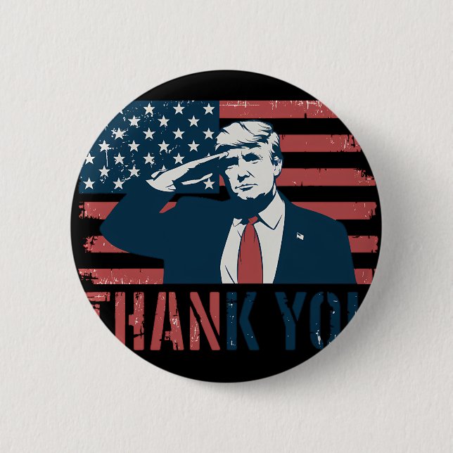Macaron Rond 5 Cm Donald Trump Merci du président américain du drape (Devant)