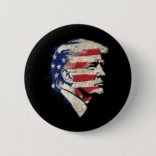 Macaron Rond 5 Cm Donald Trump Portrait (Devant)