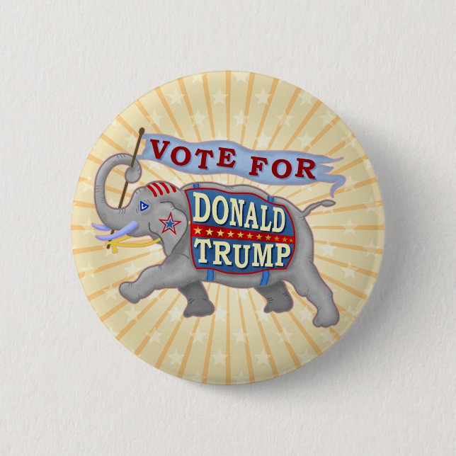 Macaron Rond 5 Cm Donald Trump Président 2024 Eléphant républicain (Devant)