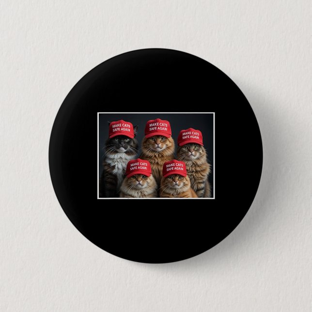 Macaron Rond 5 Cm Donald Trump Rendre les chats en sécurité Casquett (Devant)