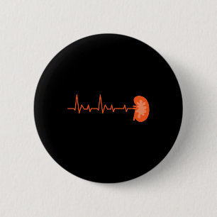 Macaron Rond 5 Cm Donateur - Ekg Heartbeat Organ Kidney Disease Awar