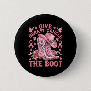 Macaron Rond 5 Cm Donner Le Cancer Du Sein L'Initiale Cowgirl Cancer