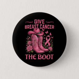 Macaron Rond 5 Cm Donner Le Cancer Du Sein L'Initiale Cowgirl Cancer