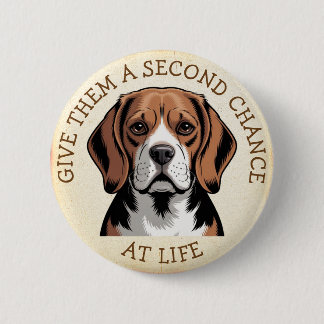 Macaron Rond 5 Cm Donnez aux Beagles une seconde chance dans la vie