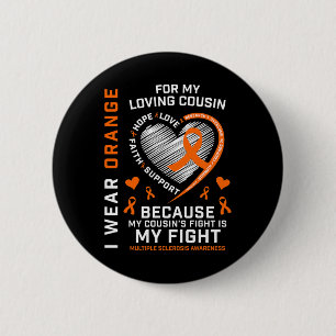 Macaron Rond 5 Cm Dons Orange Fighter Cousin Multiple Sclerosis Awa