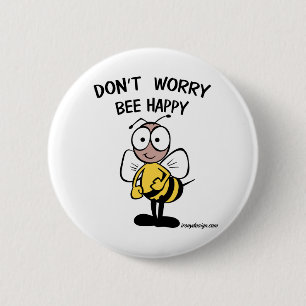 Macaron Rond 5 Cm Don't Worry Bee Happy Buttons