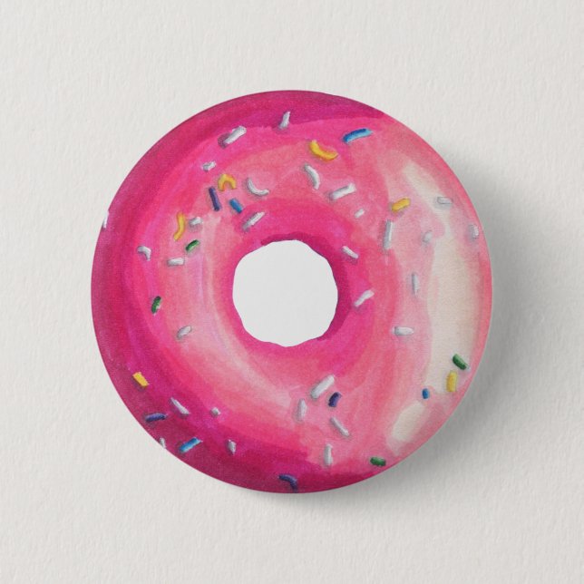 Macaron Rond 5 Cm Donut With Pink Frosting And Sprinkles (Devant)