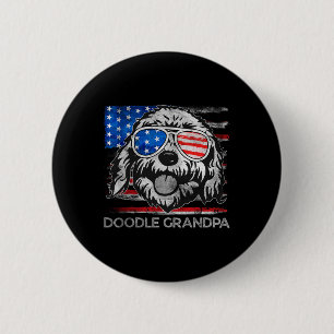 Macaron Rond 5 Cm Doodle Papy Drapeau Américain Vintage Chien Drôle