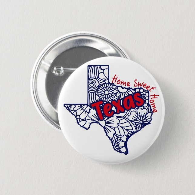 Macaron Rond 5 Cm Doodles floraux du Texas (Devant & derrière)