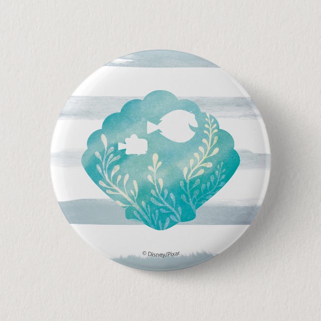 Macaron Rond 5 Cm Dory & Nemo | Graphique Shell aquarelle (Devant)