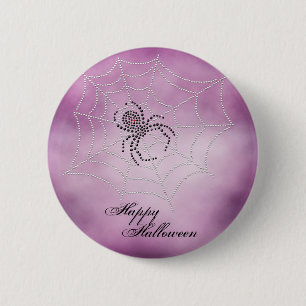 Macaron Rond 5 Cm Dot Art Black Widow Spider en Web