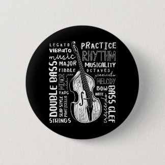 Macaron Rond 5 Cm Double Bass Word Cloud Hors-droit Basse Art Musiqu